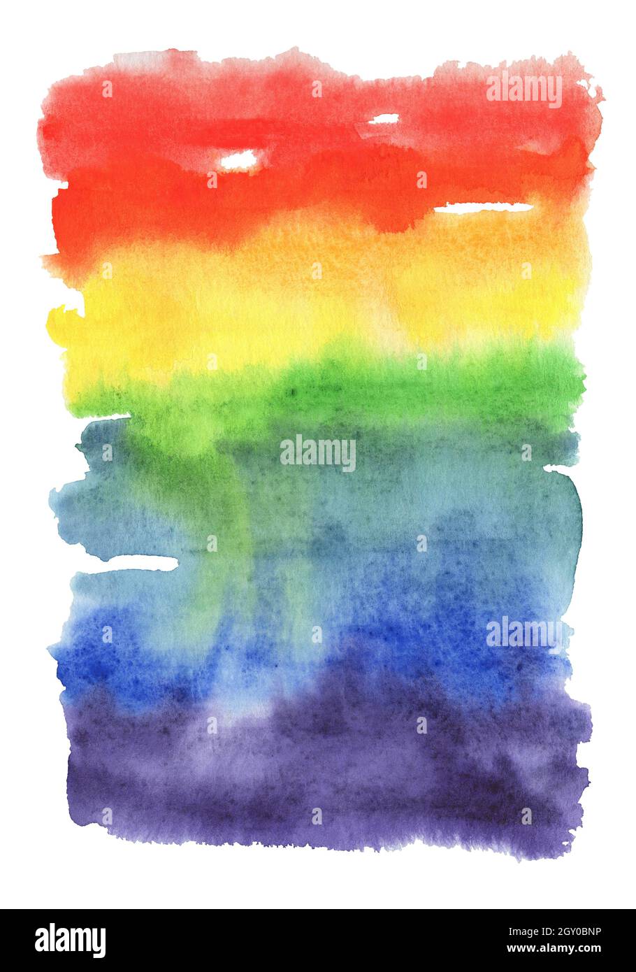 Acquerello dipinto a mano astratto arcobaleno gradiente macchia Foto Stock