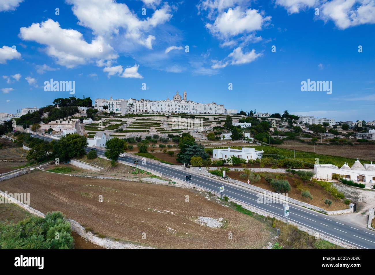 Veduta aerea del centro storico di locorotondo, Valle d'itria, puglia Foto Stock