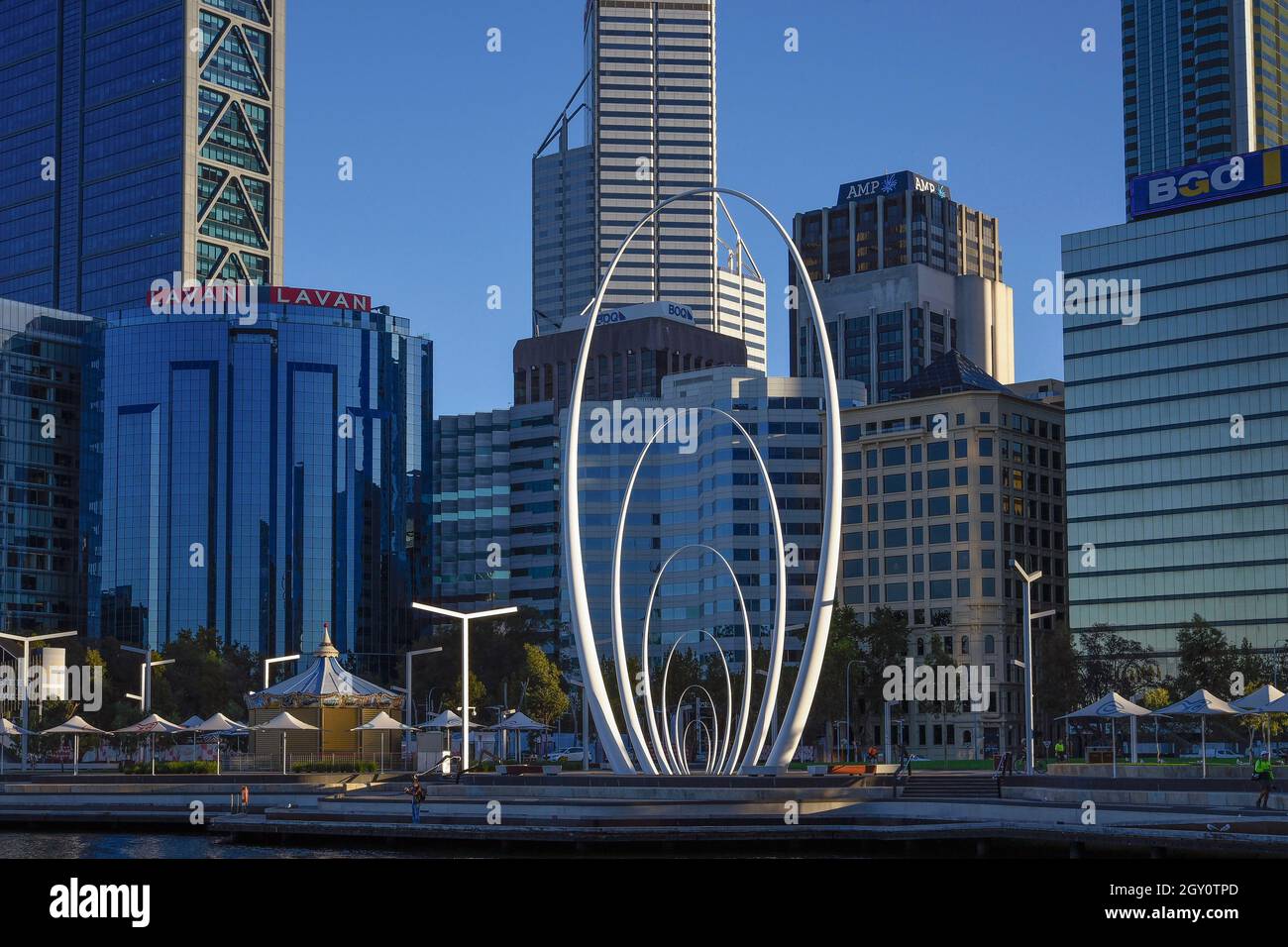 Australia Occidentale, Perth. Lo Spanda è un'opera d'arte pubblica dell'artista australiano Christian de Vietri nell'Elizabeth Quay, prefinale sul lungomare di Perth Foto Stock
