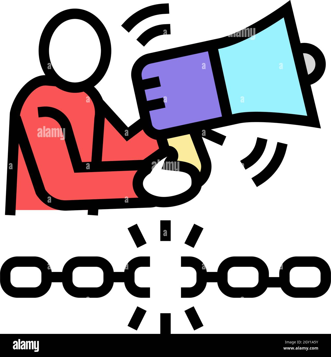 illustrazione vettoriale dell'icona a colori per la libertà di espressione Illustrazione Vettoriale