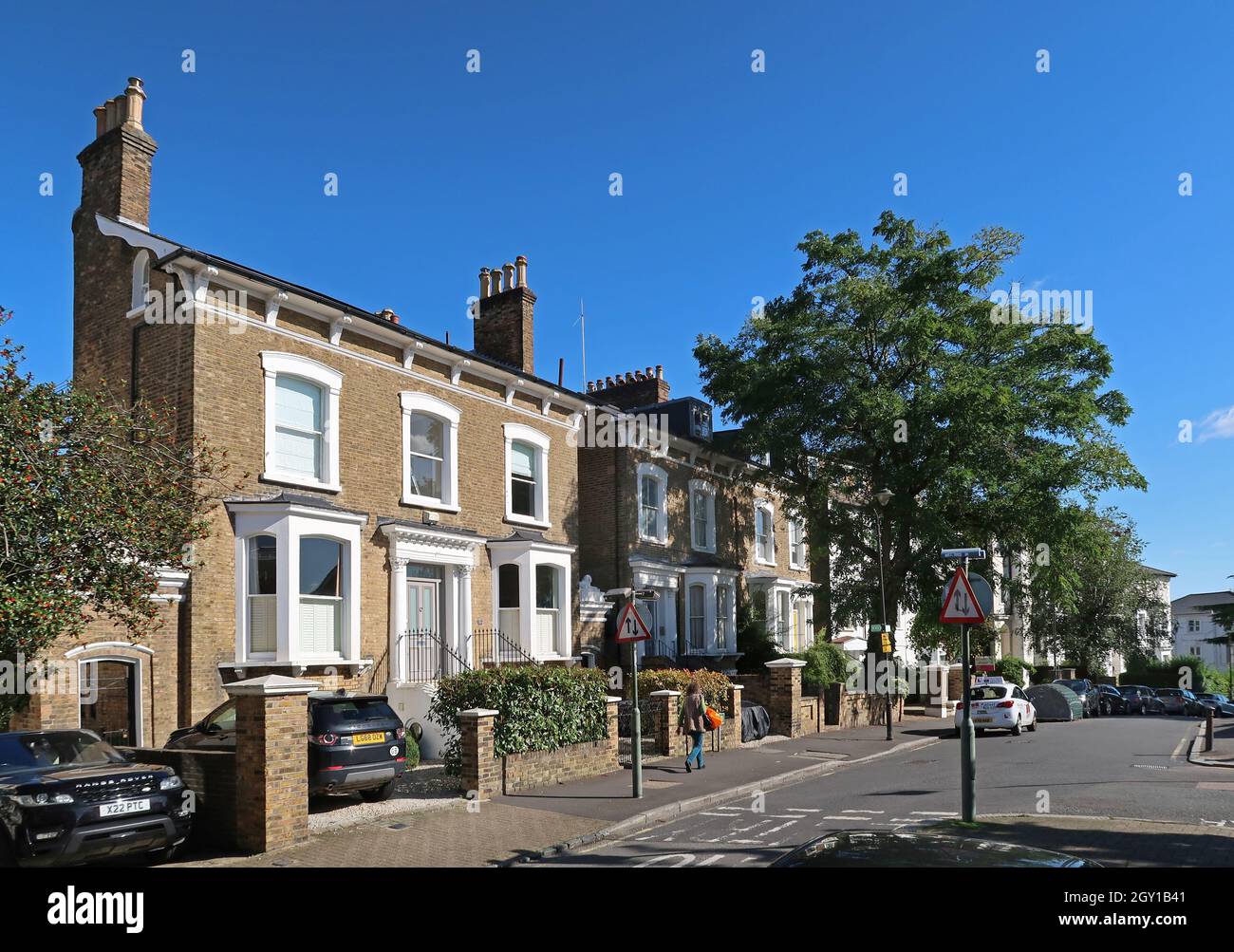 Eleganti case vittoriane su Belveder Road a Crystal Palace, a sud di Londra, Regno Unito Foto Stock