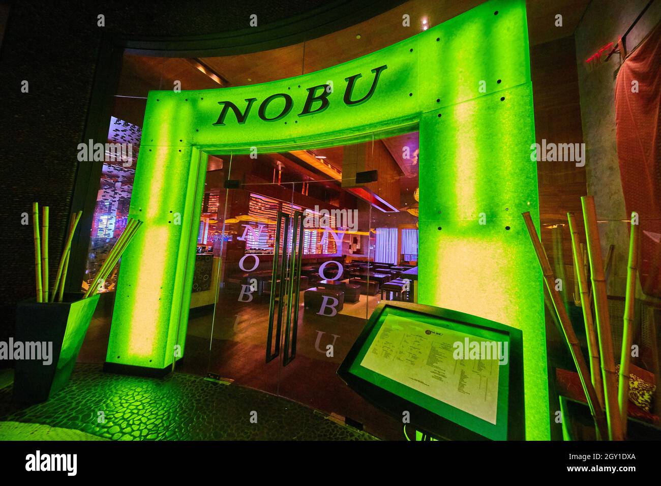 Ristorante Nobu arco verde brillante Foto Stock