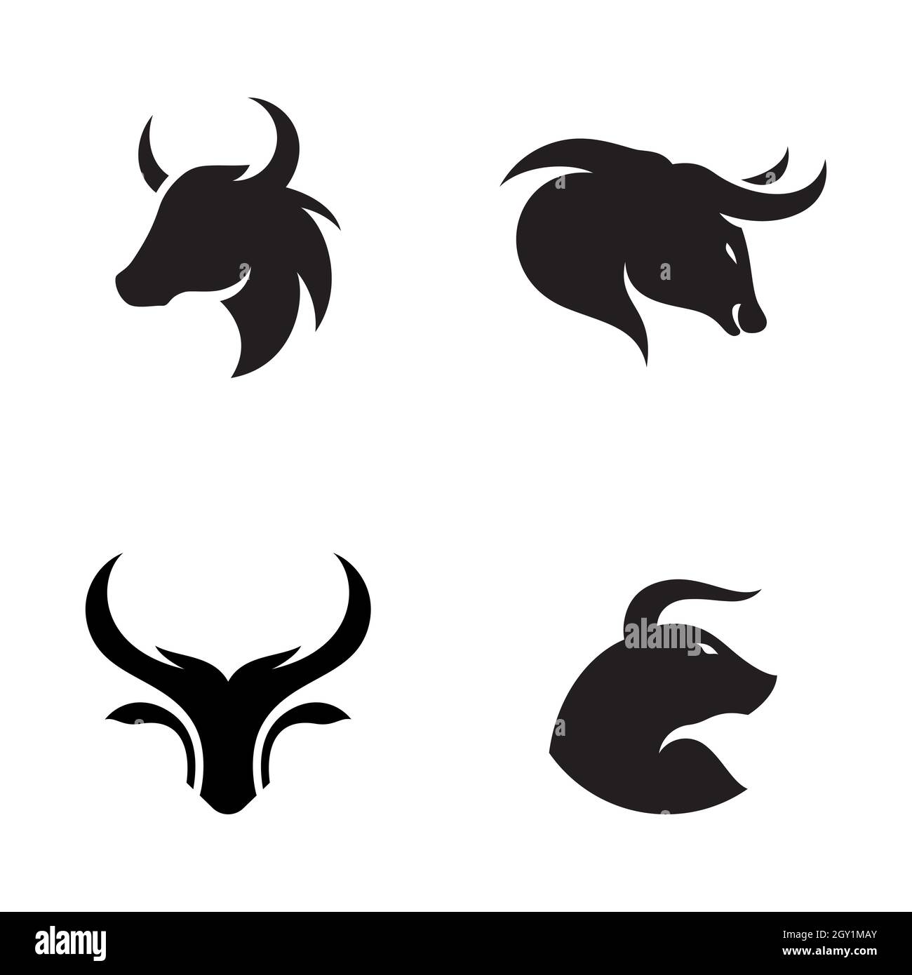 Modello di disegno di illustrazione dell'icona del vettore Bull Foto Stock