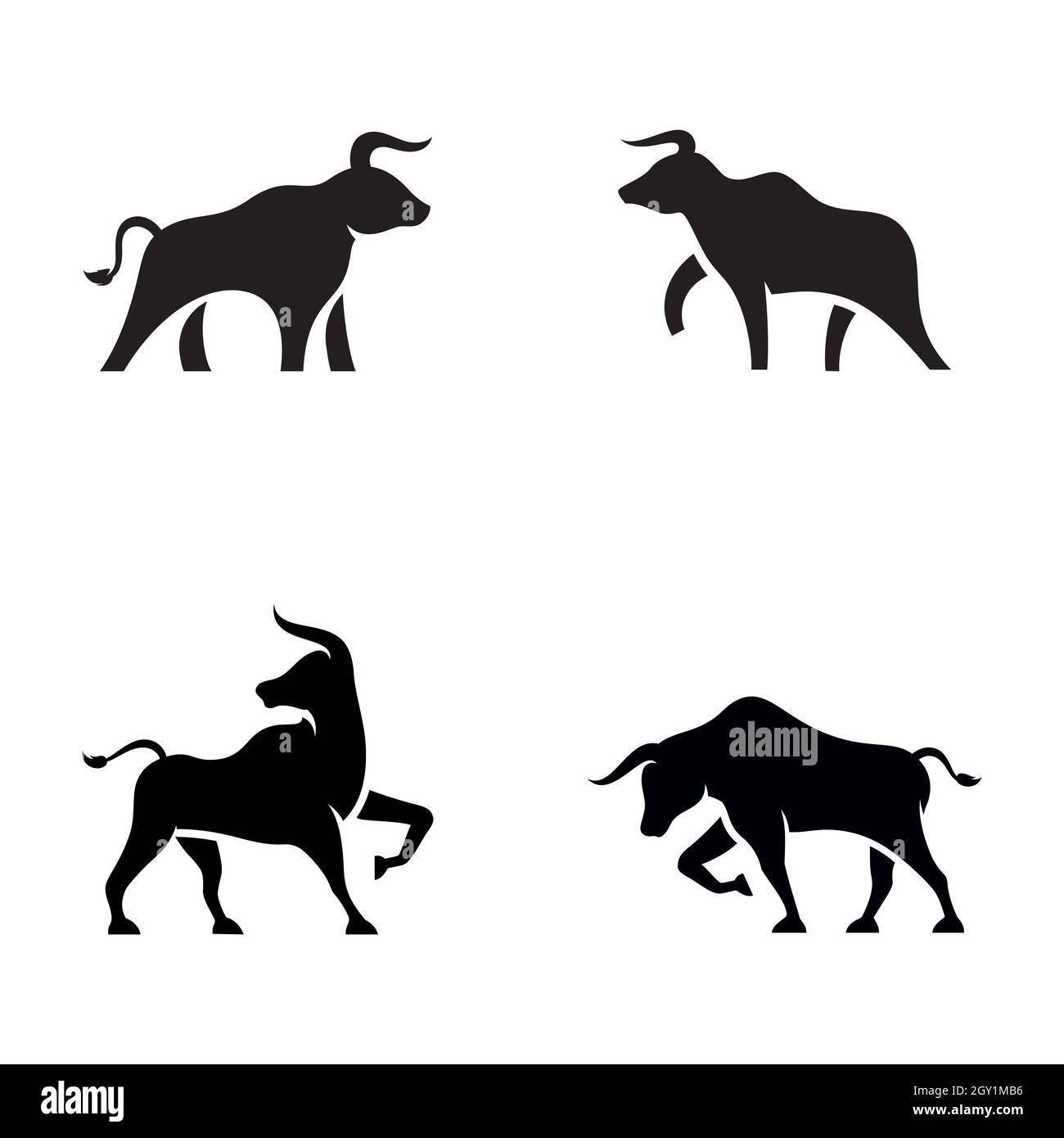 Modello di disegno di illustrazione dell'icona del vettore Bull Foto Stock