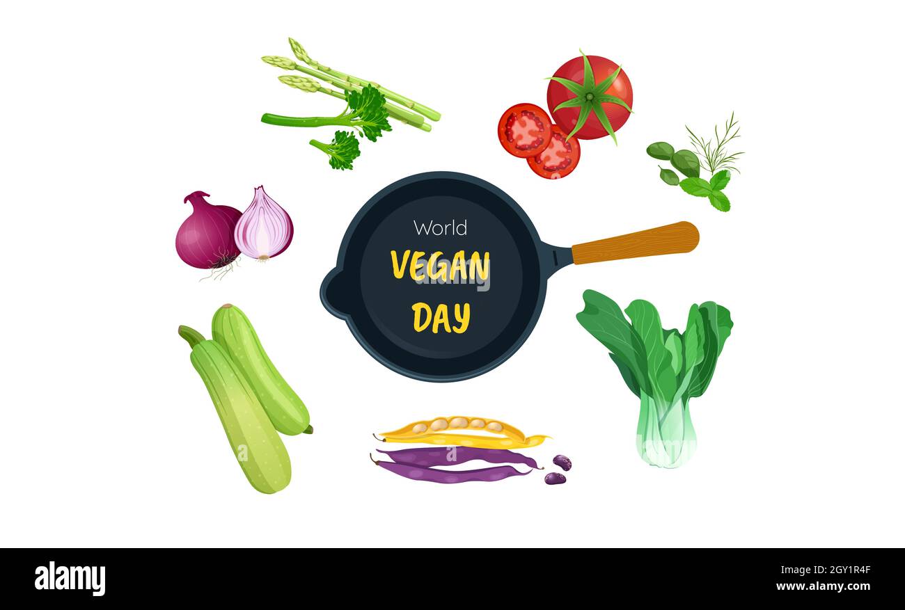 Illustrazione per la Giornata mondiale del Vegan con verdure Illustrazione Vettoriale