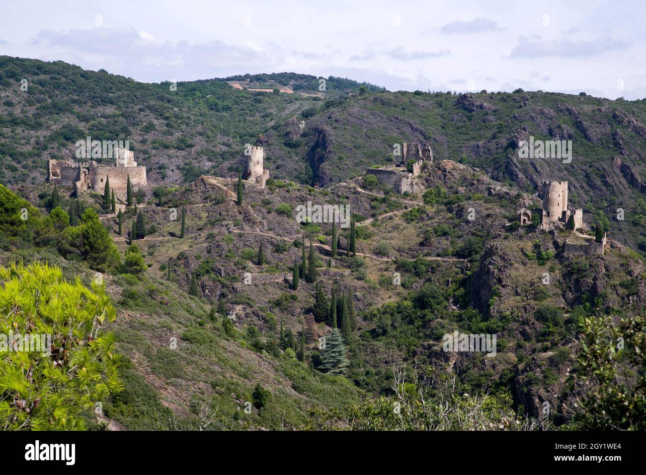 Chateaux de Lastours Foto Stock