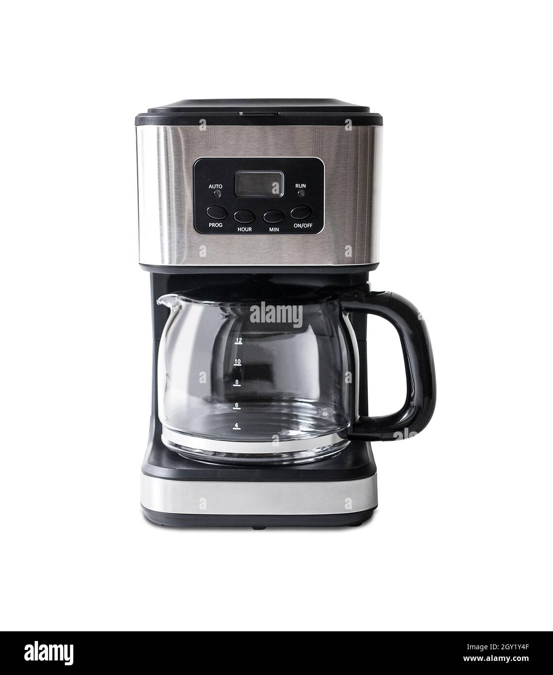 Macchina per il caffè isolata su sfondo bianco Foto Stock