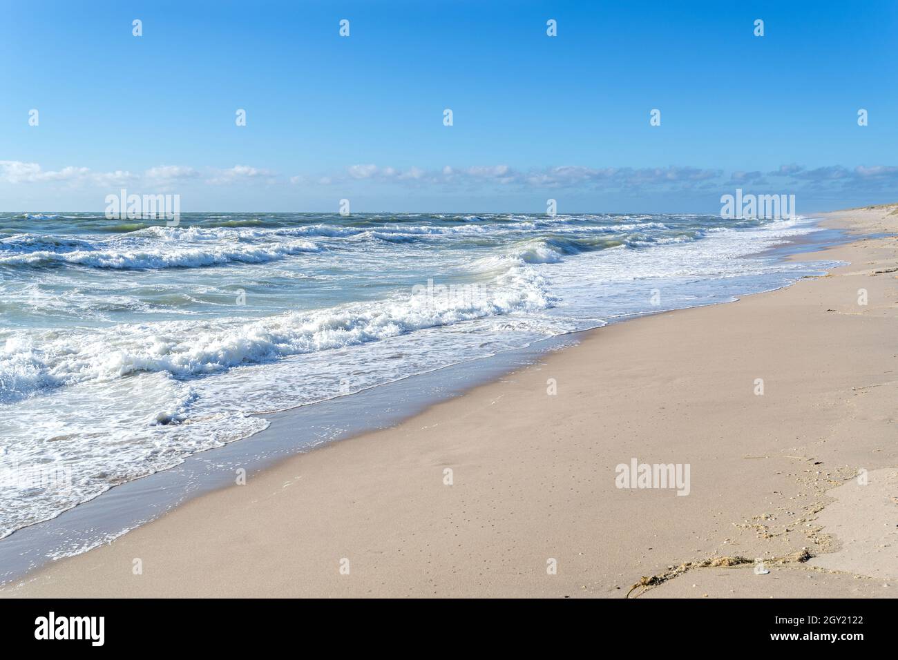 La costa olandese del Mare del Nord in una giornata di tempesta Foto Stock