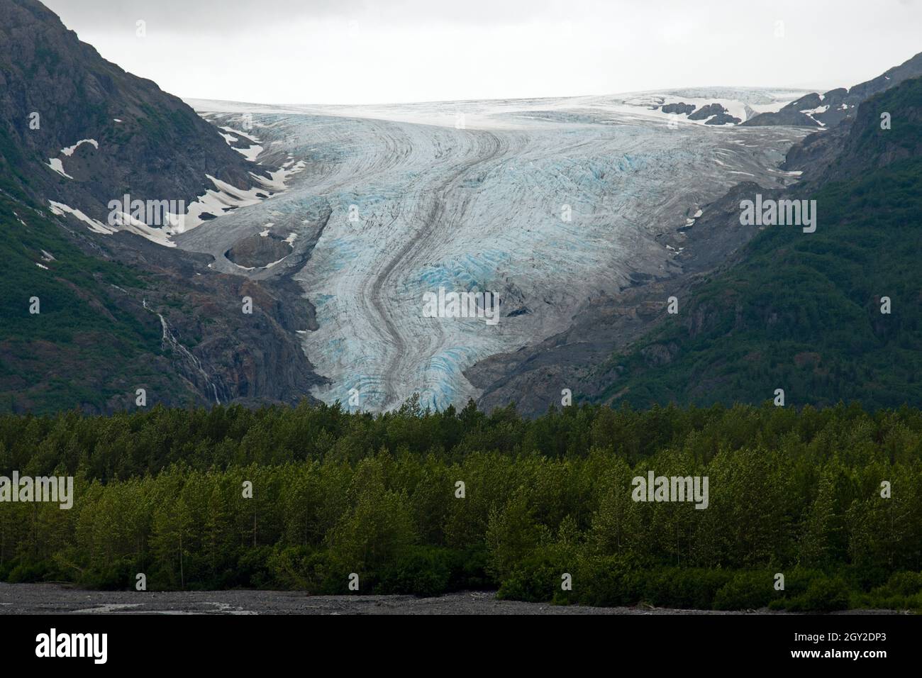 Esci a Glacier, Kenai Fjords National Park, Seward, Alaska, USA Foto Stock