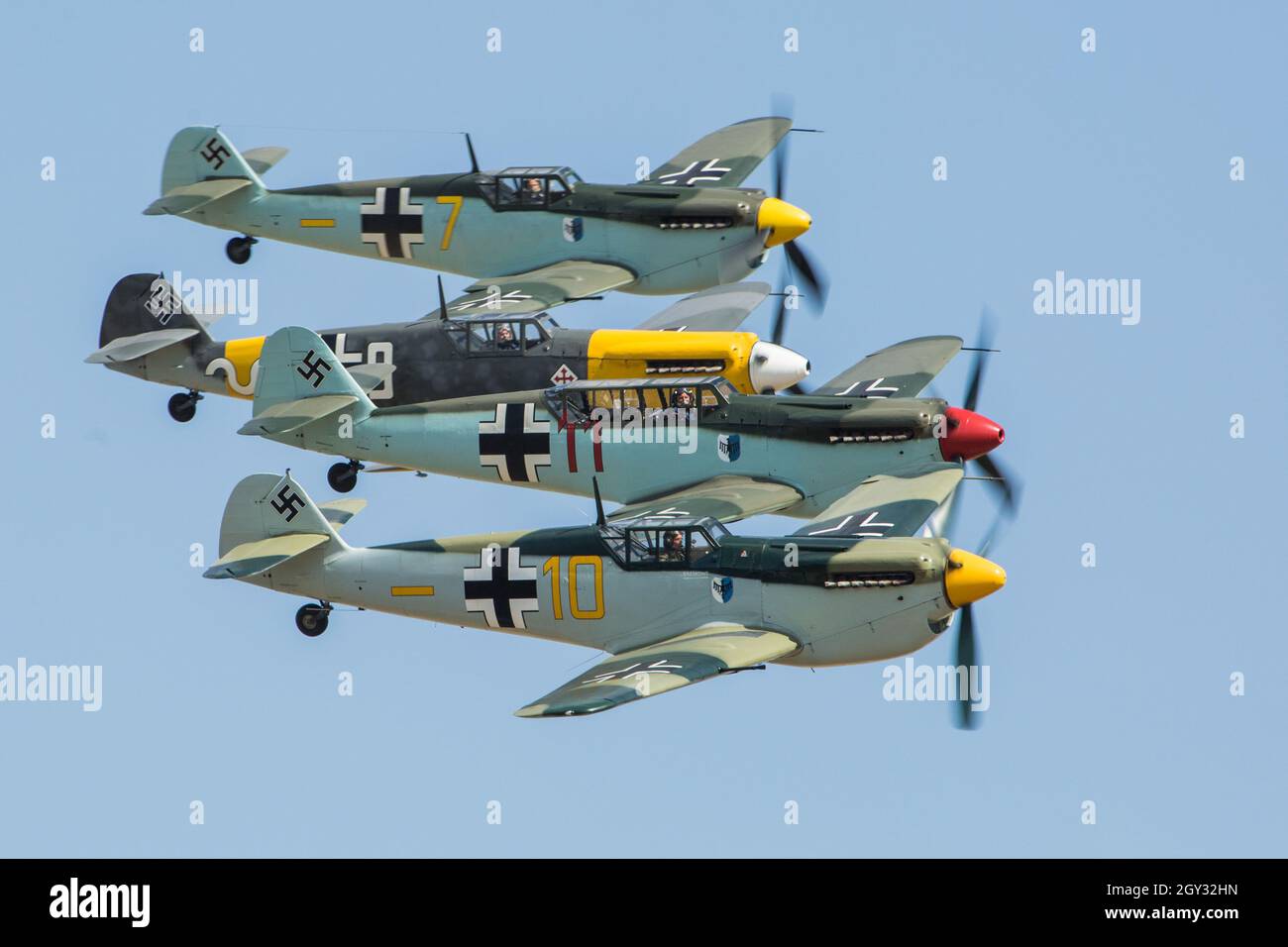 Tedesco Luftwaffe Messerschmitt Bf109 Hispano HA1112 al Duxford Airshow Foto Stock