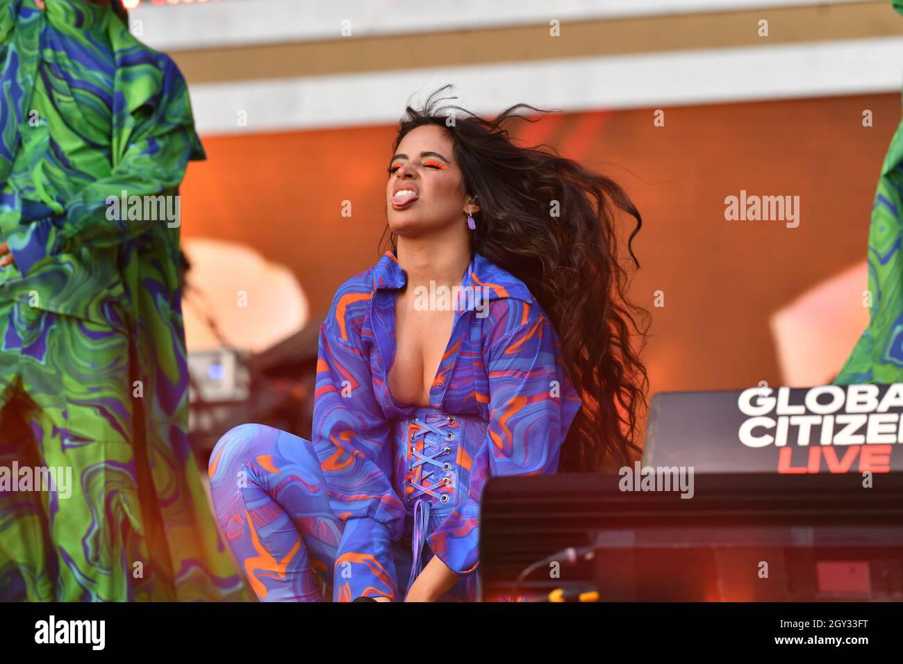 Camila Cabello si esibisce al 2021 Global Citizen Live: New York il 25 settembre 2021 a Central Park a New York City. Foto Stock