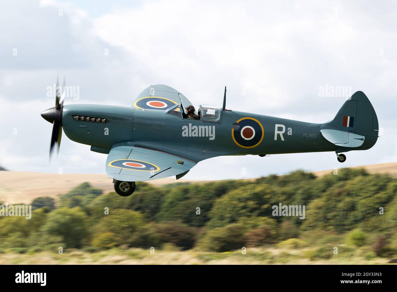 Vickers Supermarine Spitfire Landing a Shoreham Foto Stock