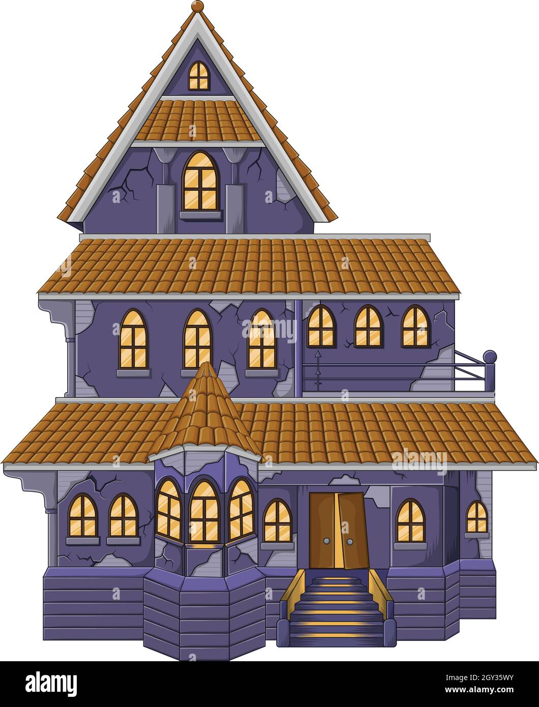 Casa infestata isolato su sfondo bianco Illustrazione Vettoriale