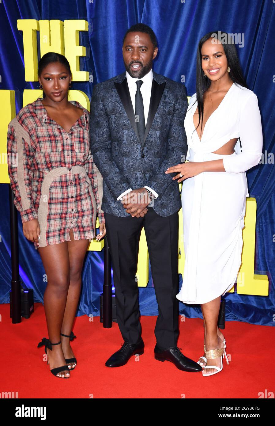 Londra, Regno Unito. 6 ottobre 2021, Londra, Regno Unito. ISAN Elba, Idris Elba e Sabrina Elba all'arrivo dell'Harder They Fall World Premiere, il film notturno di apertura del BFI London Film Festival, che si tiene presso il Royal Festival Hall. Credit: Doug Peters/EMPICS/Alamy Live news Foto Stock