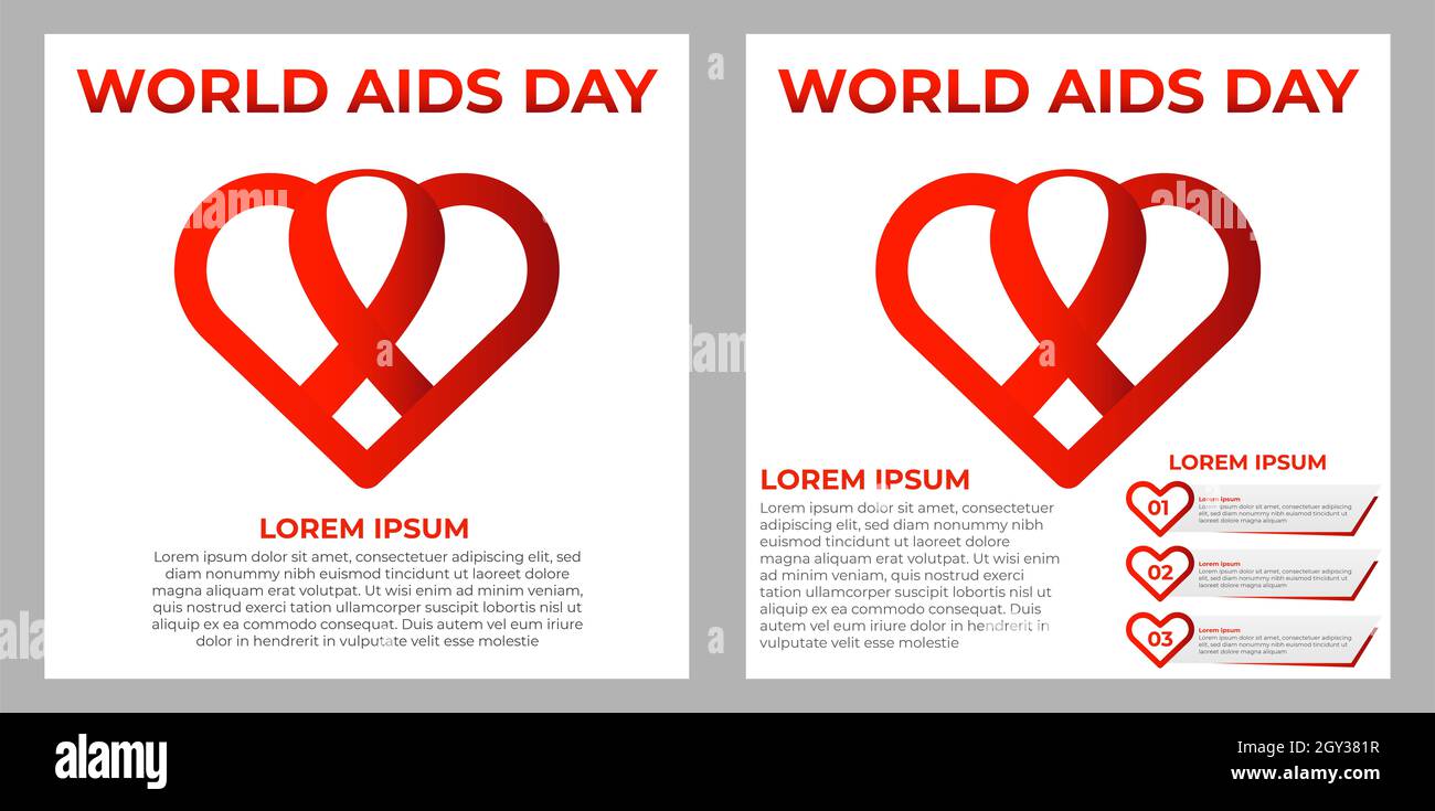 set of world aids day social media post design Foto Stock