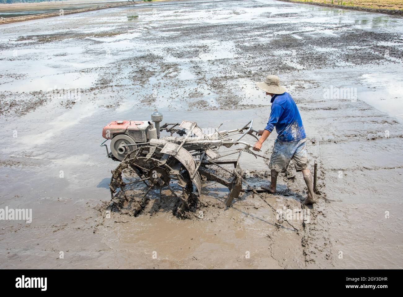 CAN Tho Jun 06, 2020. Gli agricoltori stanno arando la terra nei campi per preparare il nuovo raccolto Foto Stock
