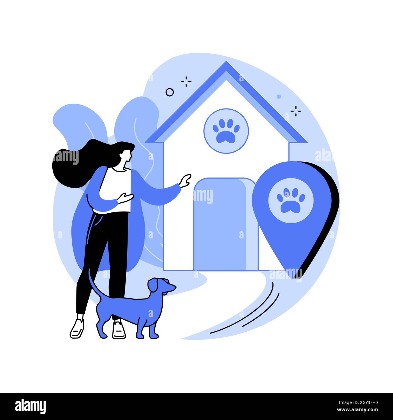 Cani friendly luogo astratto concetto di illustrazione vettoriale. Illustrazione Vettoriale