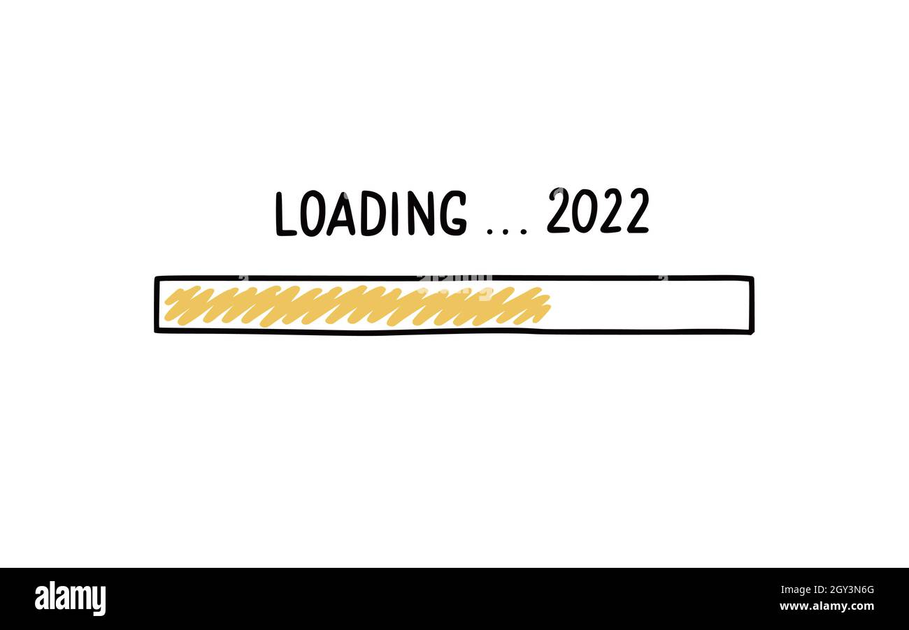 2022 barretta di carico di Capodanno. Natale presto, anno fine concetto di barra di carico. Stile di schizzo della linea disegnata a mano. Illustrazione vettoriale isolata. Illustrazione Vettoriale