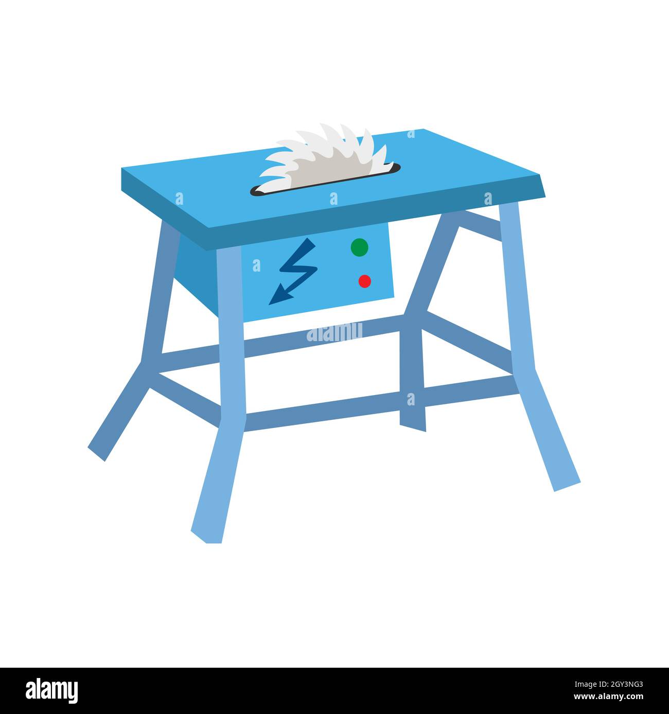 sega circolare blu da banco. adatta per strumenti di intaglio illustrazione vettoriale Illustrazione Vettoriale