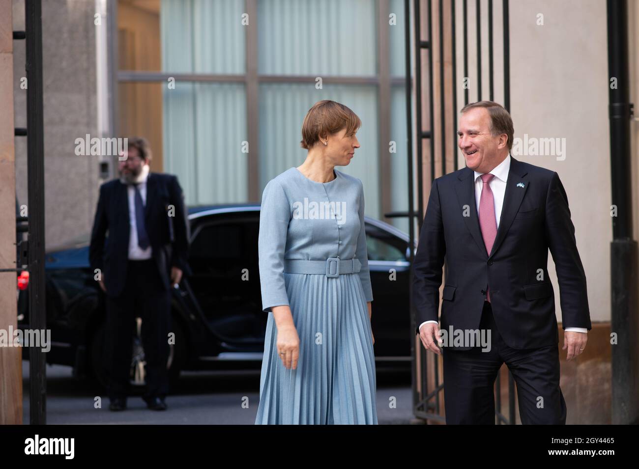 Il primo Ministro svedese Stefan Lofven e il Presidente dell'Estonia, Kersti Kaljulaid, discuteranno di questioni attuali come la nostra sicurezza regionale e l'ea Foto Stock