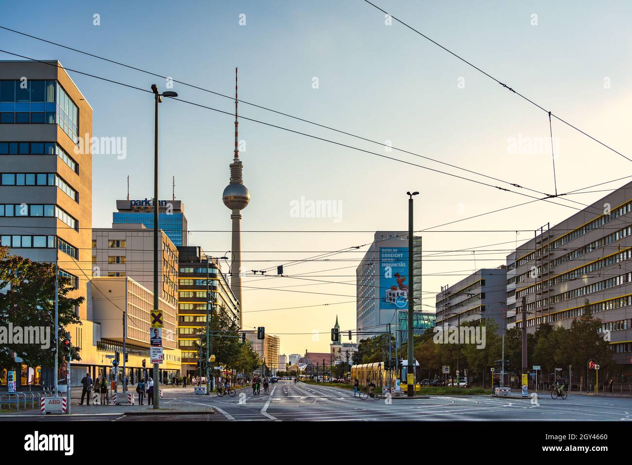 Berlino, Germania. Settembre 14, 2021. Vista dello skyline di Berlino Mitte Foto Stock
