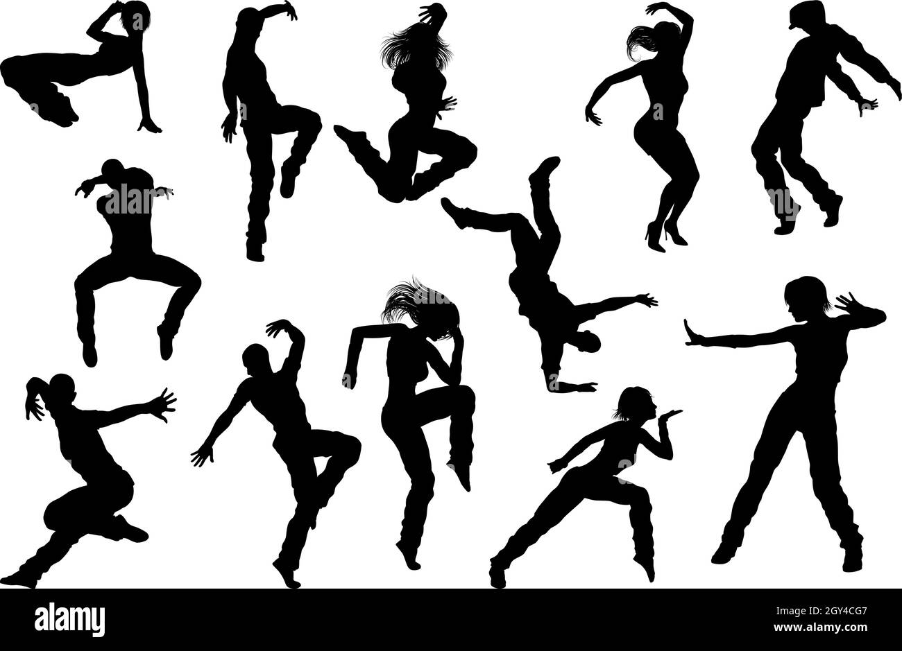 Danza di strada Silhouette ballerino Illustrazione Vettoriale