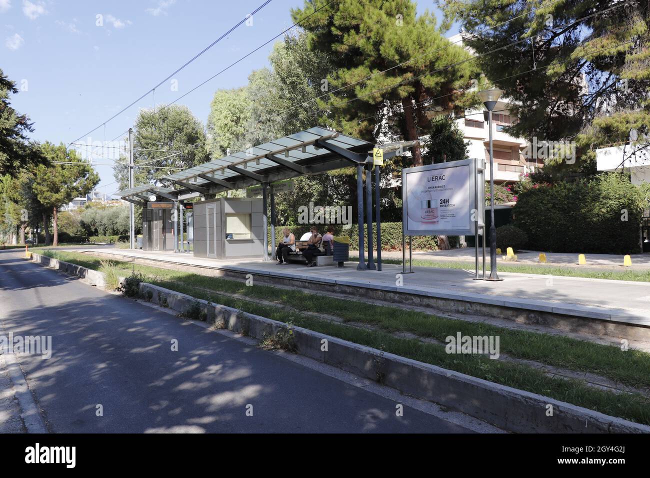 Linea del tram di Atene Foto Stock