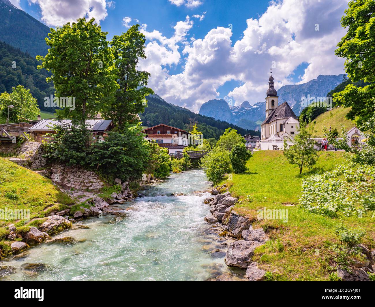 Skyline di Ramsau a Berchtesgaden Foto Stock