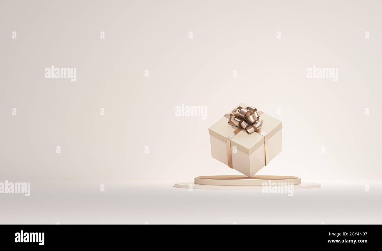 Scena minimal con scatola regalo e sfondo pastello. Concetto di buon anno e San Valentino. 3D Numbers 2022, poster, banner, copertina, brochure Foto Stock