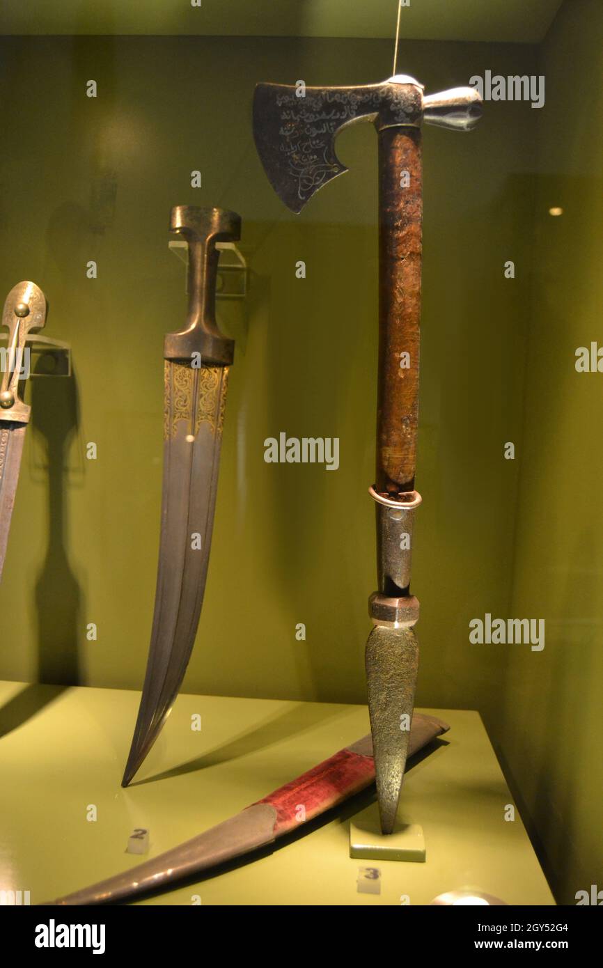 Axe tradizionale e Dagger di Janissary, Impero Ottomano Foto Stock