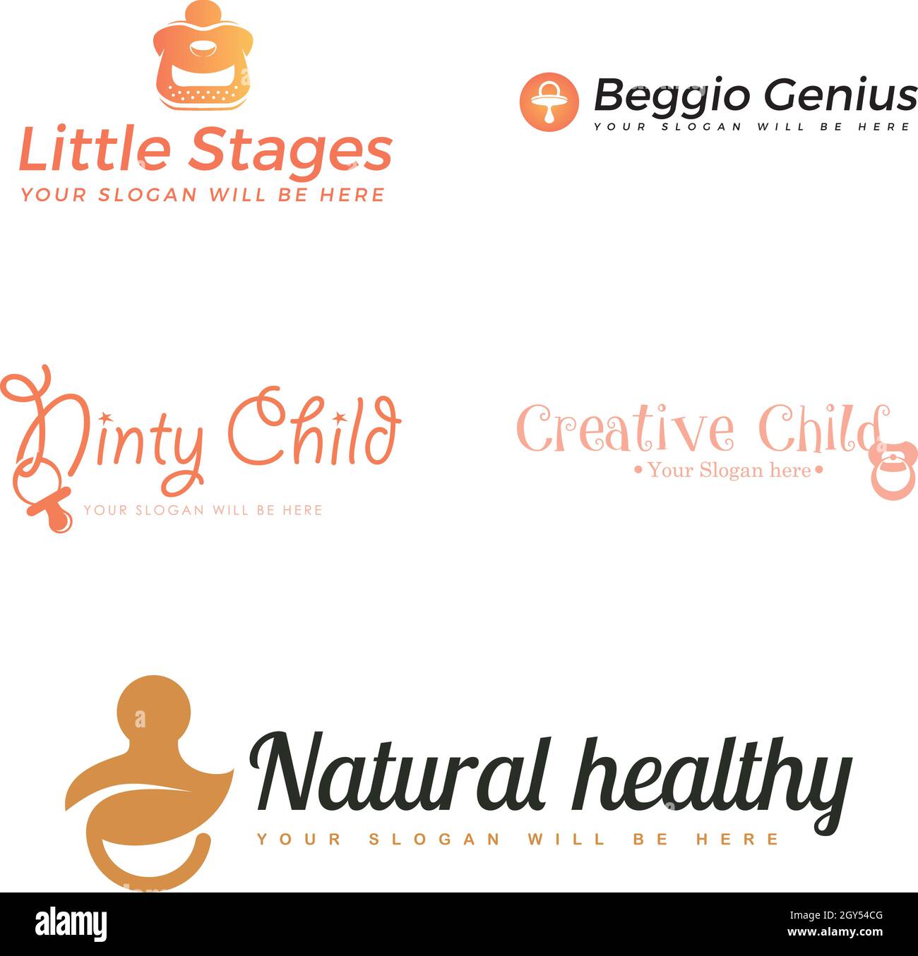 Set di logo del succhietto per bambini Illustrazione Vettoriale