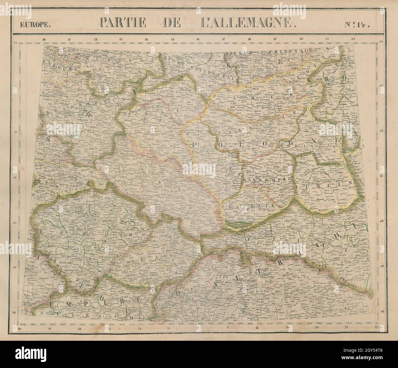 Europa. Allemagne #14 Polonia Czechia Slovacchia Ucraina. Mappa VANDERMAELEN 1827 Foto Stock