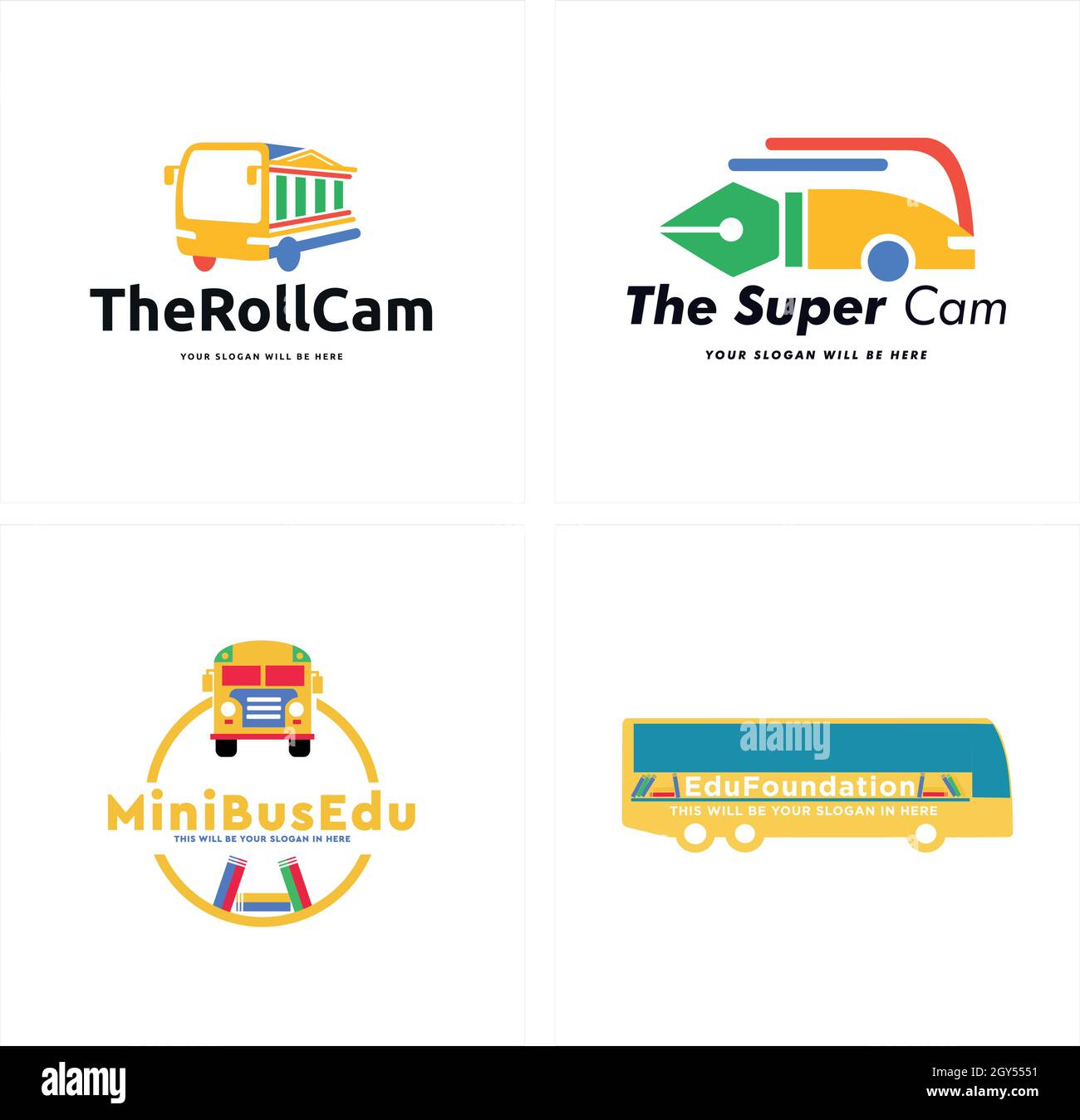 Design colorato con logo per l'educazione dei minivan Illustrazione Vettoriale