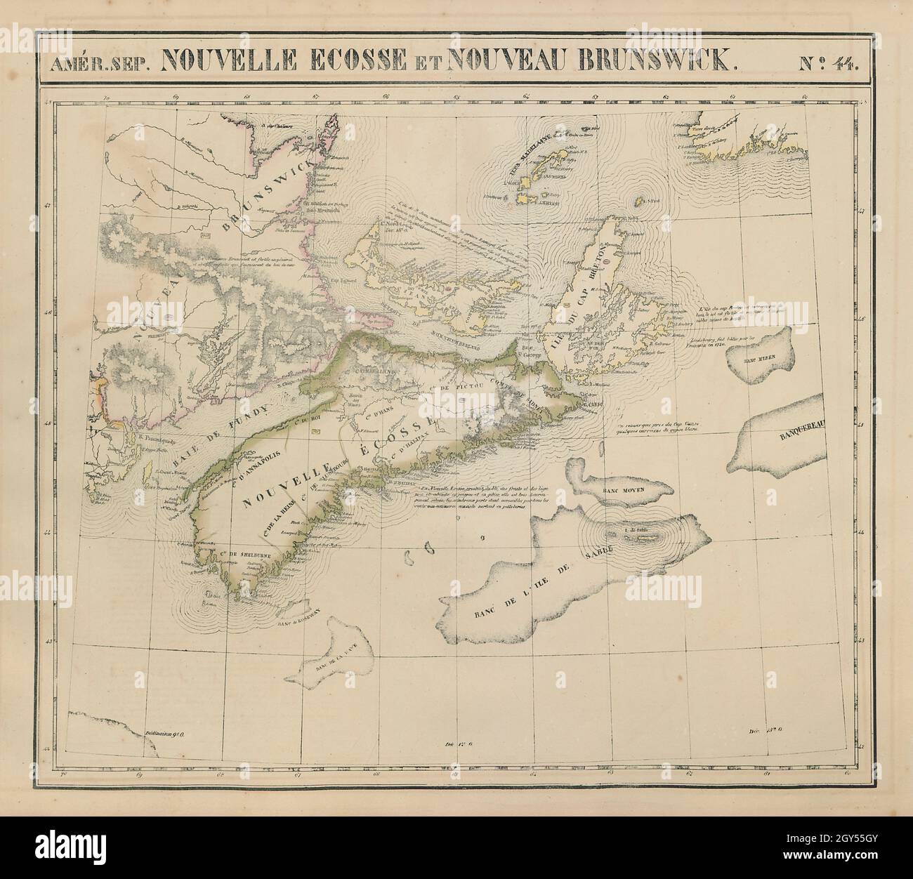 Amér. Novelle Écosse et Nouveau Brunswick #44 Canada VANDERMAELEN 1827 map Foto Stock