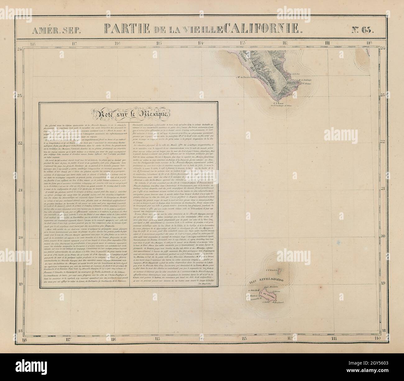 Amér Sep Partie de la Vielle Californie #63 Cabo San Lucas VANDERMAELEN 1827 map Foto Stock