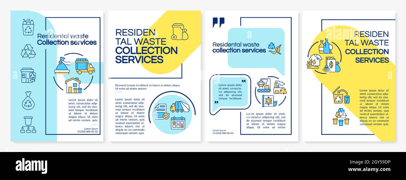 Modello di brochure sui servizi di gestione dei rifiuti residenziali Illustrazione Vettoriale