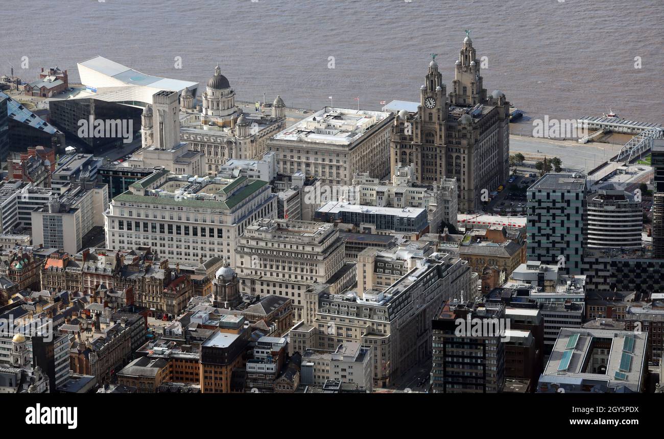 Vista aerea del centro di Liverpool Foto Stock