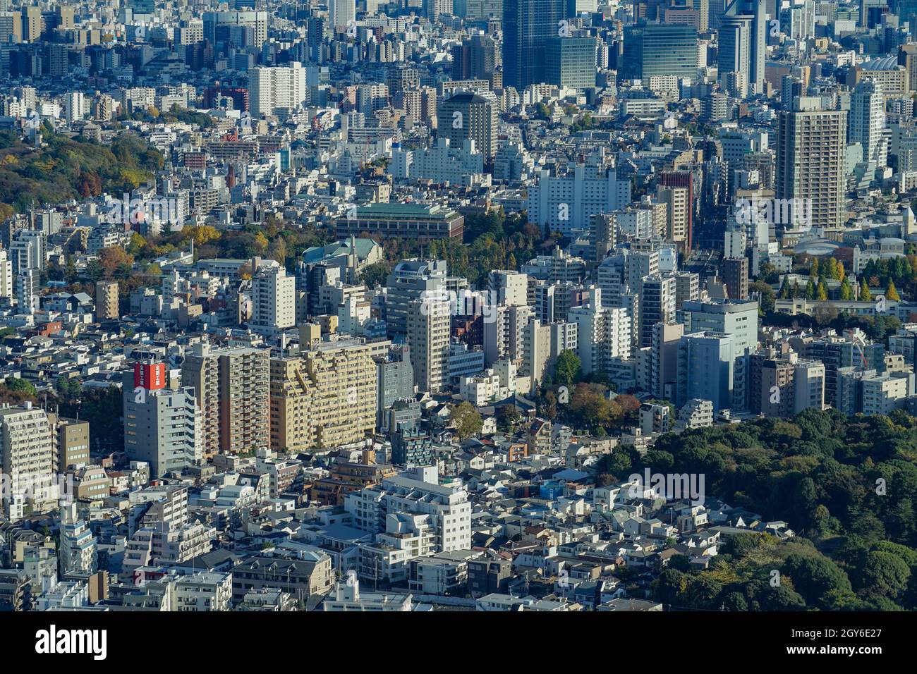 Skyline di Tokyo visto dall'osservatorio Sunshine del 60. Luogo di ripresa: Area metropolitana di Tokyo Foto Stock