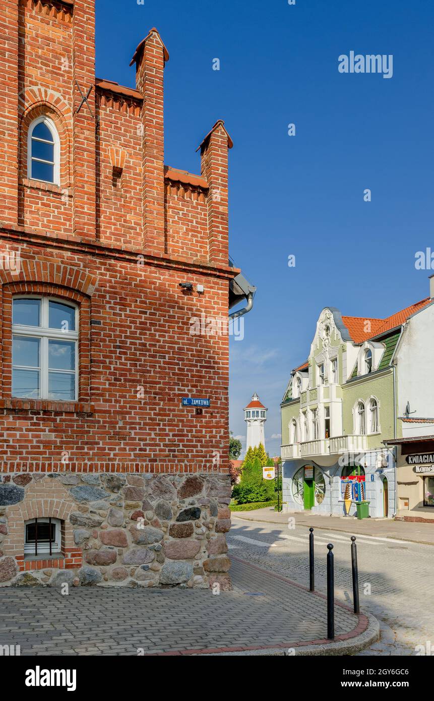 Via della città. Olsztynek (Hohenstein), provincia di warmian-mazurian, Polonia. Foto Stock