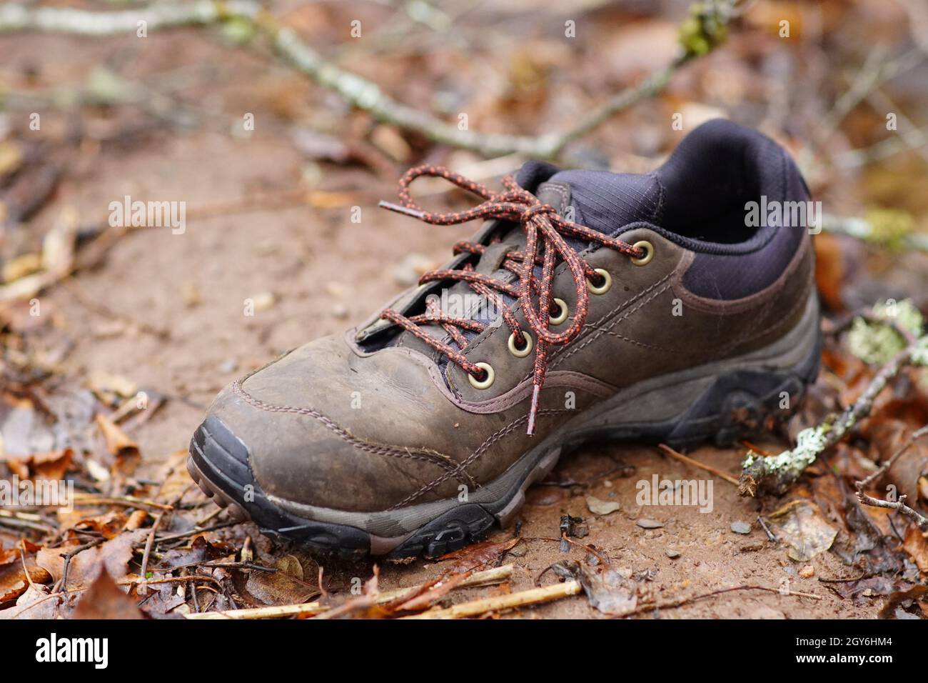 scarpa in pelle lone a terra Foto Stock