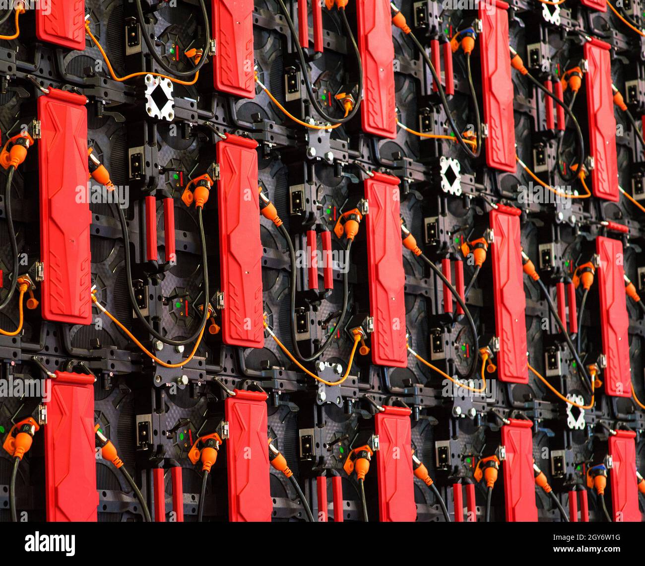 Backplane, lato posteriore del monitor grande Schermo, Display LED Pannelli per sfondo pubblicitario Foto Stock