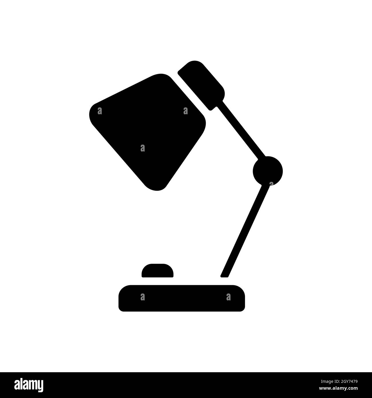 Icona a forma di glifo del contorno della lampada da tavolo. Simbolo dell'area di lavoro. Simbolo grafico per il design del sito Web, il logo, l'app, l'interfaccia utente. Illustrazione vettoriale, EPS10. Foto Stock