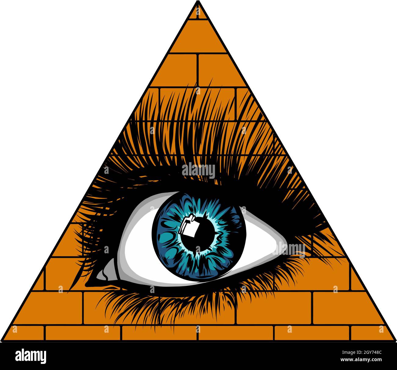 Timbro Per Sigilli A Cera Illuminati - Occhio Della Provvidenza, Testa In Ottone 25mm Con Manico In Legno