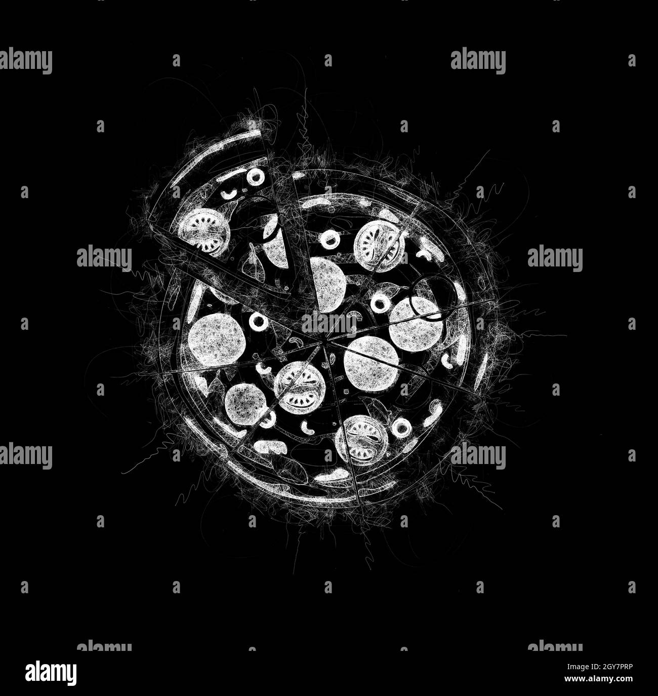 Pizze bianche e nere scarabocchiano il grunge Foto Stock