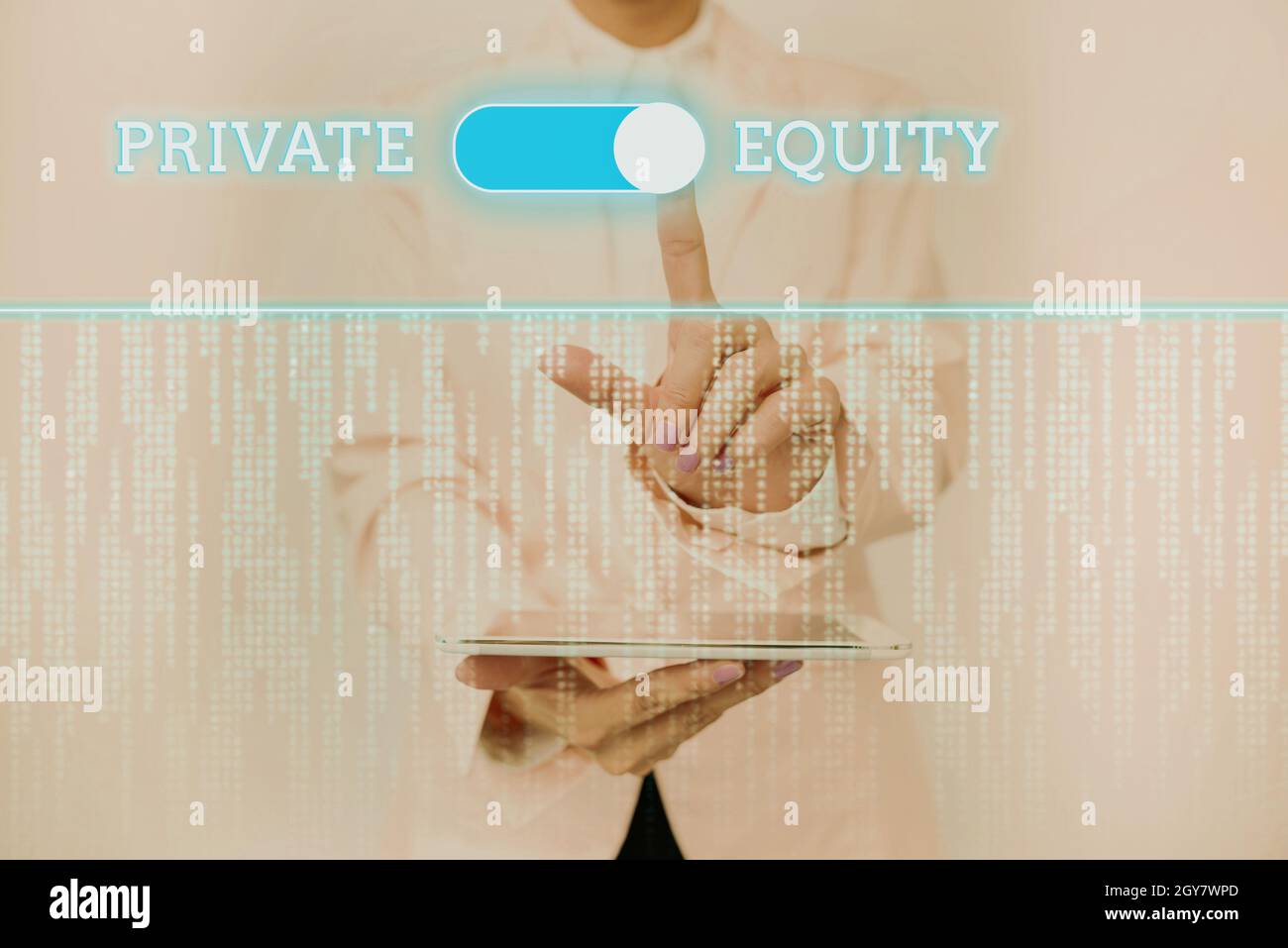 Didascalia concettuale Private Equity, Business Overview Partnership limitate composte da fondi non quotati in borsa Inspirational business Technology conc Foto Stock