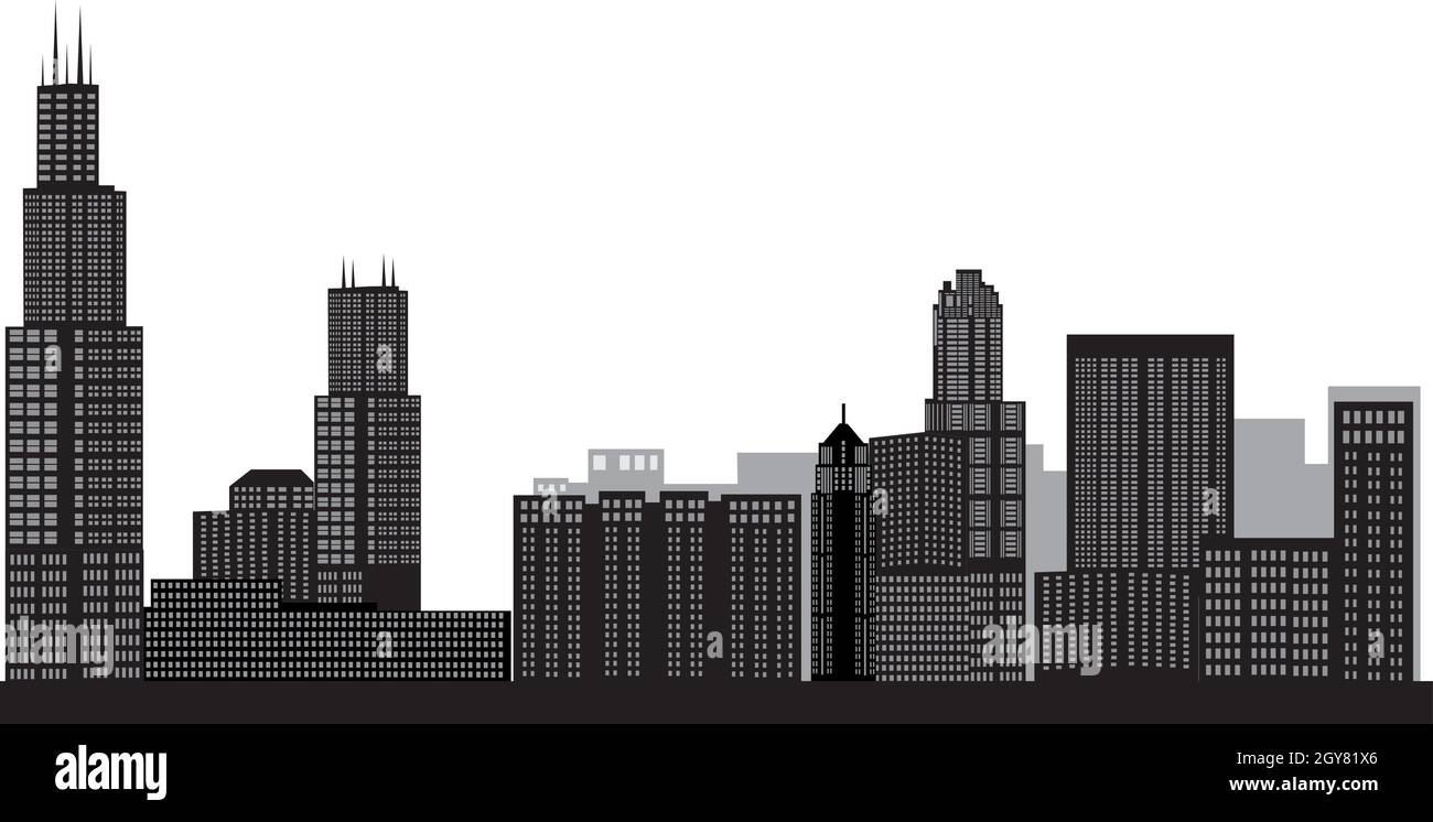 illustrazione skyline chicago Illustrazione Vettoriale