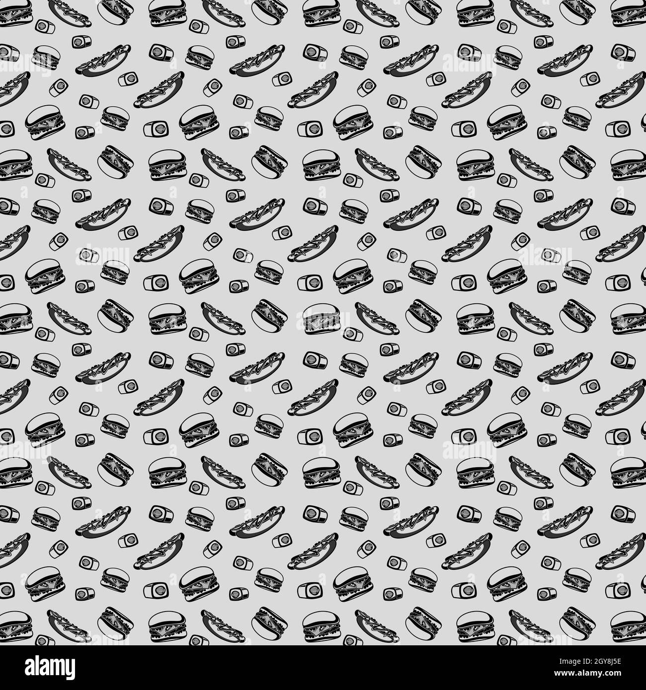 Modello senza cuciture, cibo diverso di diverse cucine del mondo - illustrazione vettoriale Foto Stock