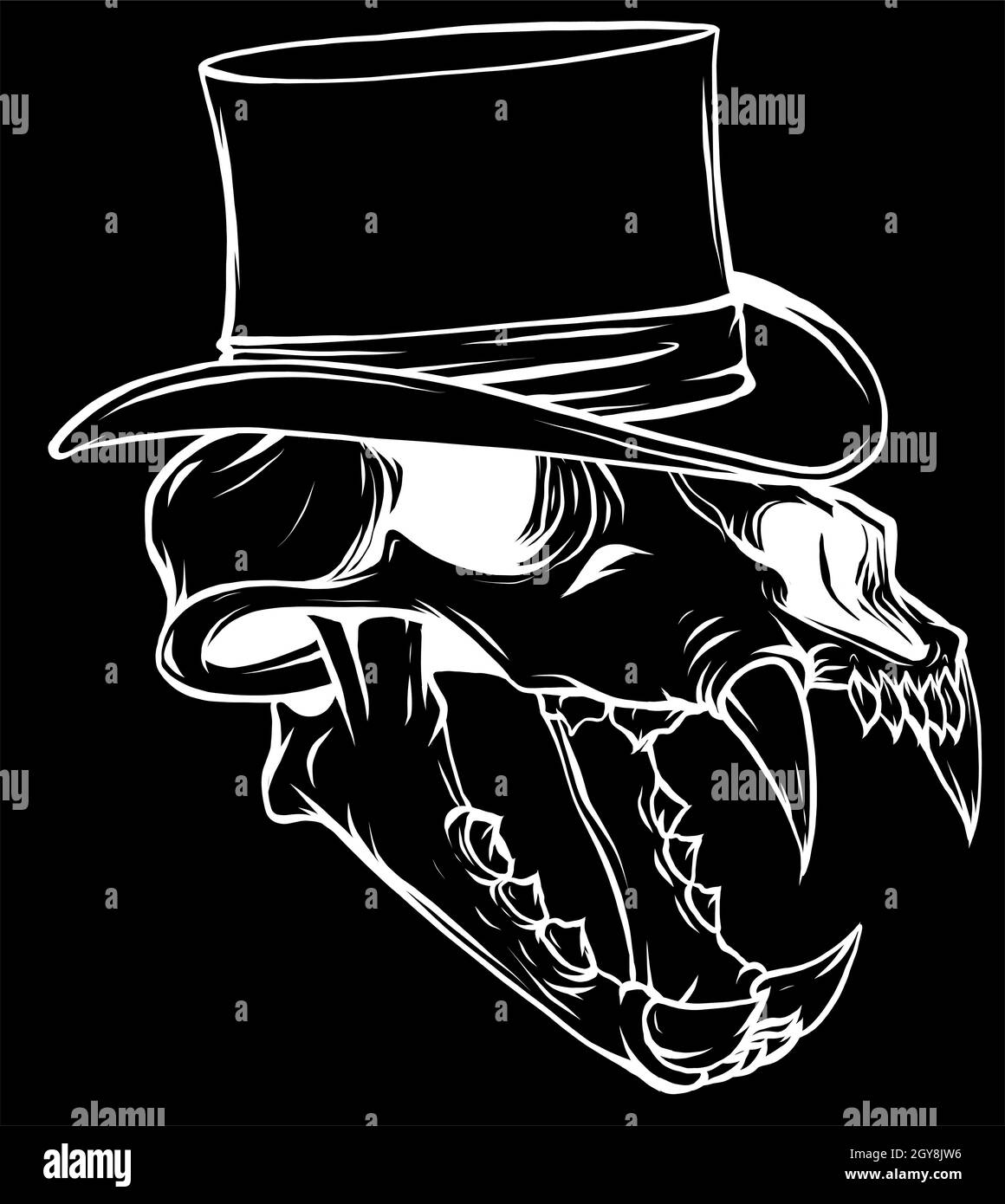illustrazione del cranio della tigre con cappello Foto Stock