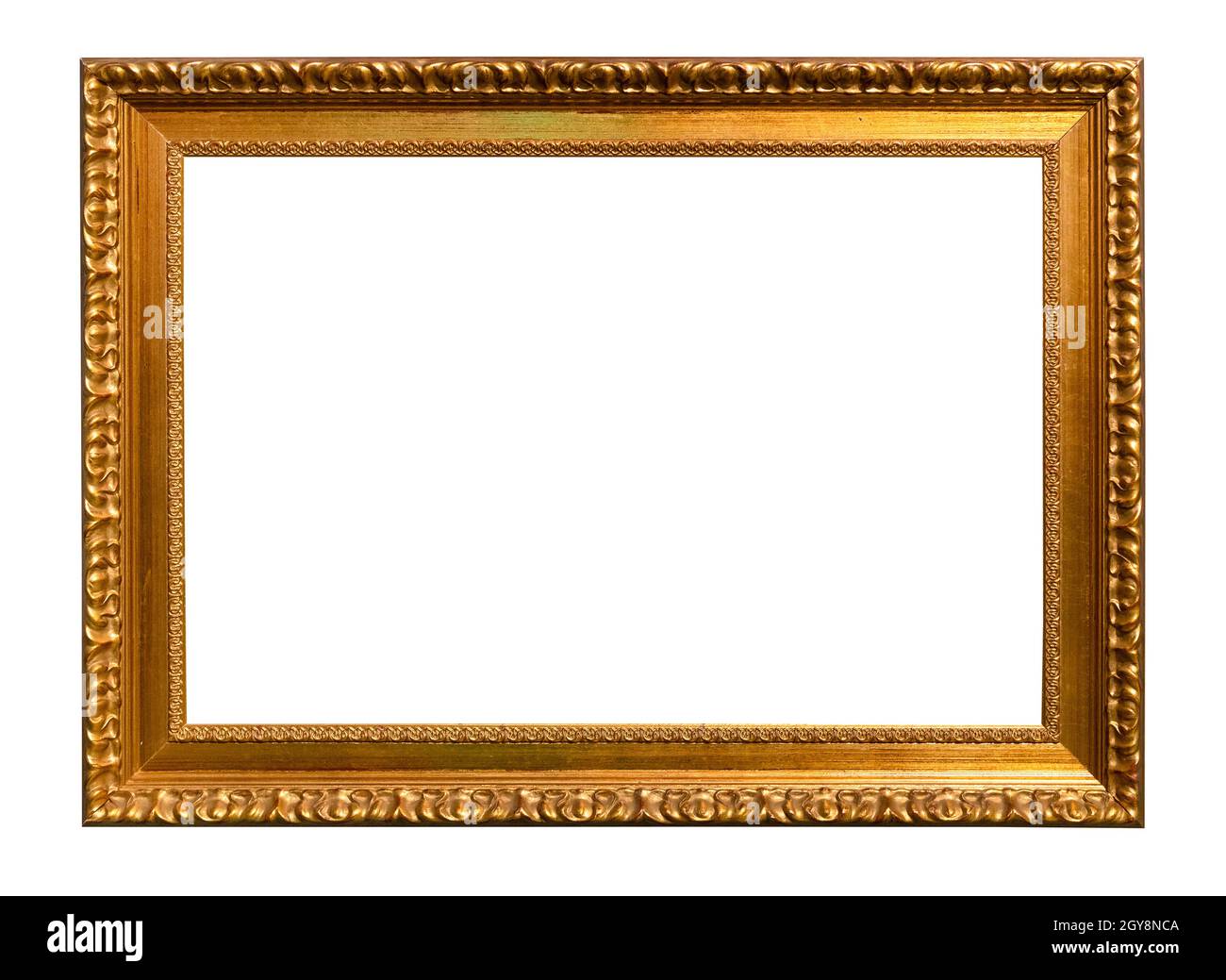 cornice orizzontale vintage intagliata in legno dorato ritagliata su sfondo  bianco Foto stock - Alamy