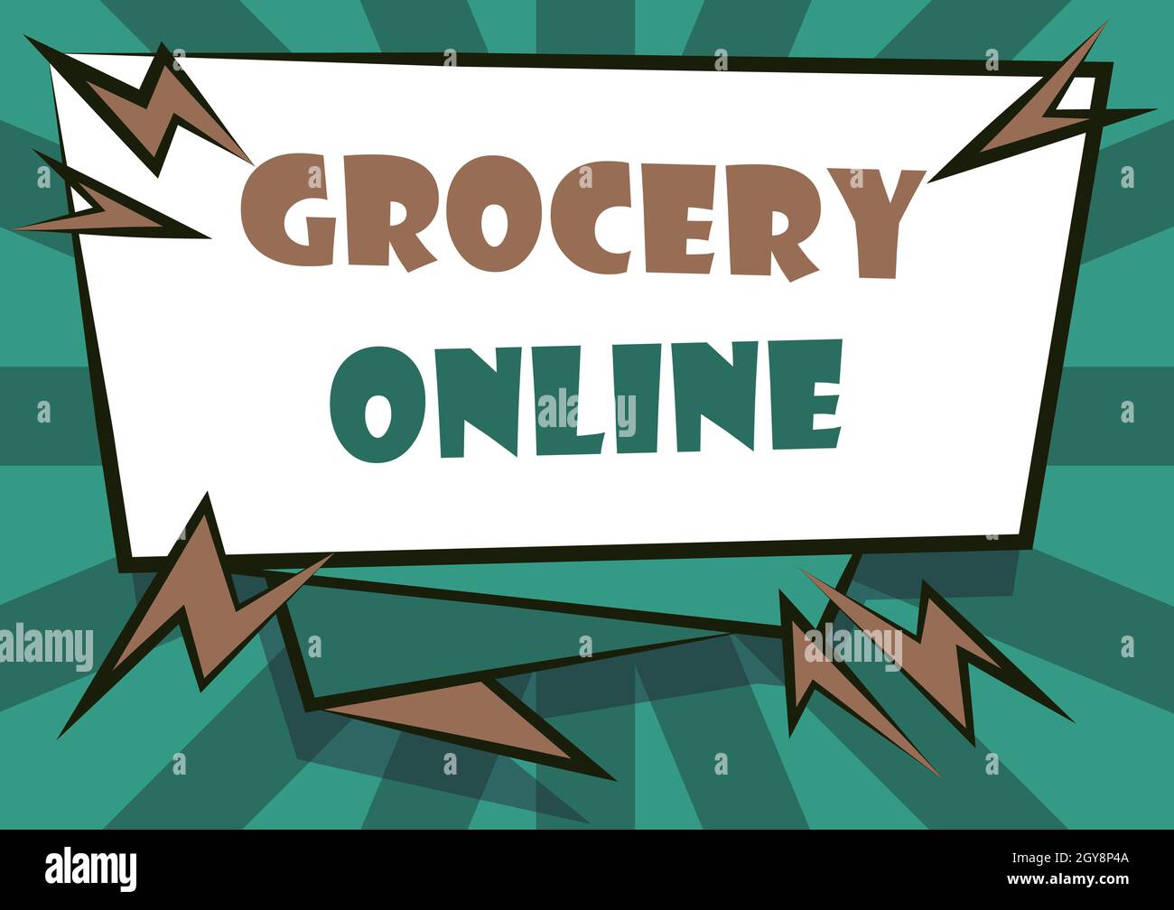 Visualizzazione concettuale Grocery Online, Word per la versione digitale del supermercato che accetta l'ordine online Abstract visualizzati messaggio urgente, nuovo annuncio Foto Stock